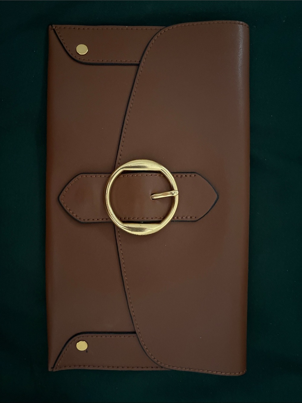 Banana Republic Brown Clutch with Gold Ring Detail